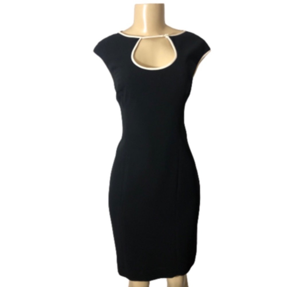 VINTAGE LIZ CLAIBORNE BLACK WHITE SHEATH DRESS